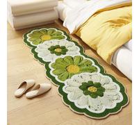 Hearda Tappeto Morbido Pelo Corto Moderno, Tappeto Imitazione Cashmere Camera da Letto Salotto con Fondo Antiscivolo Forma Petalo Fiore Tappetino Lavabile per Decorazione (Verde,60x180cm)