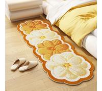 Hearda Tappeto Morbido Pelo Corto Moderno, Tappeto Imitazione Cashmere Camera da Letto Salotto con Fondo Antiscivolo Forma Petalo Fiore Tappetino Lavabile per Decorazione (Naranja,50x160cm)