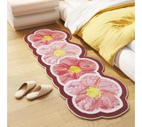 Hearda Tappeto Morbido Pelo Corto Moderno, Tappeto Imitazione Cashmere Camera da Letto Salotto con Fondo Antiscivolo Forma Petalo Fiore Tappetino Lavabile per Decorazione (Rosa,60x120cm)