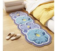 Hearda Tappeto Morbido Pelo Corto Moderno, Tappeto Imitazione Cashmere Camera da Letto Salotto con Fondo Antiscivolo Forma Petalo Fiore Tappetino Lavabile per Decorazione (Azul + Morado,80x120cm)