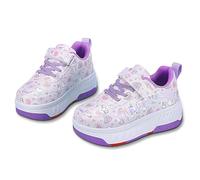 Hearda Zapatillas con Ruedas Niña, 2 en 1 Zapatillas con Ruedas,Patines Multiusos Zapatos Deportivas al Aire Libre con 4 Retráctil, Niño Zapatos Apatillas de Skateboard