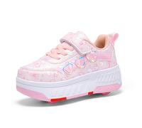 Hearda Zapatillas con Ruedas Niña, 2 en 1 Zapatillas con Ruedas,Patines Multiusos Zapatos Deportivas al Aire Libre con 4 Retráctil, Niño Zapatos Apatillas de Skateboard