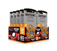 Hearing360 80 pilas para audífonos Rayovac Extra Modelo 13, duración superior, compatibilidad universal, sin mercurio (10 blísteres de 8 pilas)