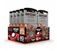 Hearing360 80 pilas para audífonos Rayovac Extra modelo 312, mayor duración, compatibilidad universal, sin mercurio (10 blísteres de 8 pilas)