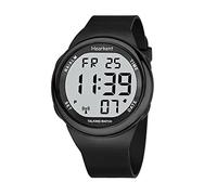 Hearkent Reloj parlante atómico para Personas con discapacidad Visual o Personas Mayores, LCD con números Grandes, fácil de Leer, Reloj parlante para Ancianos, Todo Negro,