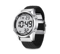 Hearkent Reloj parlante con discapacidad visual por radio, voz alemana, LCD, números grandes, fácil de leer, reloj de pulsera para personas mayores, reloj para ciegos, Nylon Negro, Correa