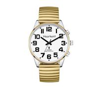 Hearkent Reloj parlante con voz alemana y números grandes, autoajustable para personas con discapacidad visual, reloj de pulsera para ciegos o mayores, talla de hombre, dorado, Clásico