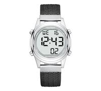 Hearkent - Reloj parlante digital para mujer con voz francesa agradable, pantalla LCD de gran número, para personas con discapacidad visual, ancianas o ciegas, color negro