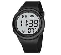 Hearkent Reloj Parlante LCD para Personas con Discapacidad Visual o Mayores - Gran Número Fácil de Leer, Atómico, para Ciegos - Negro, con Correa