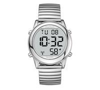 Hearkent Reloj parlante para hombre Anuncio alemán,Reloj de pulsera para personas mayores con discapacidad visual Relojes Ciegos,Gran reloj de radio digital,Regalos pensados, plata, Pulsera