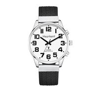 Hearkent - Reloj parlante para hombre con voz francesa grandes números para discapacidades visuales, ciegas o ancianos, Nylon negro, Clásico