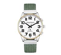 Hearkent - Reloj parlante para hombre con voz francesa grandes números para discapacidades visuales, ciegas o ancianos, verde (nailon), Clásico