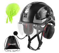 HEARMOR Casco industrial para adultos, con protección auditiva activa, certificado EN12492, aprobado EN397, absorción de impactos y resistencia a la penetración, SNR 32dB con Bluetooth