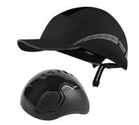 HEARMOR Gorra ligera con rayas reflectantes, estilo de gorra de béisbol transpirable, protector de cabeza, sombrero duro para hombres y mujeres, negro