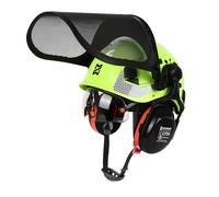 HEARMOR VOLTEK - Juego de casco de seguridad forestal, casco duro ABS con visera de seguridad integrada, protección completa para cabeza, ojos, cara y audición, diseño cómodo y ventilado a prueba de