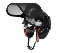 HEARMOR VOLTEK - Juego de casco de seguridad forestal, casco duro ABS con visera de seguridad integrada, protección completa para cabeza, ojos, cara y audición, diseño cómodo y ventilado a prueba de