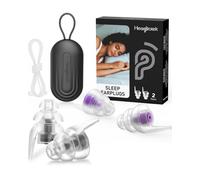 Hearprotek 2 pares de tapones para dormir, protección auditiva de 36 dB, tapones para la noche contra los ronquidos,cancelación de ruido,tapones de silicona para dormir de lado,trabajo (Negro Púrpura)