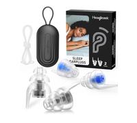 Hearprotek 2 pares de tapones para dormir, protección auditiva de 36 dB, tapones para la noche contra los ronquidos, tapones de silicona para dormir de lado, cancelación de ruido,trabajo-Negro Azul