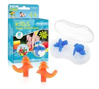 Hearprotek Natación Tapones para los oídos, 2 Pares Tapones de Silicona Reutilizables a Prueba de Agua para Nadadores duchas de baño y Otros Deportes acuáticos Tamaño para niños (Azul & Naranja)