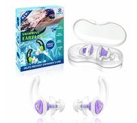Hearprotek Tapones para los oídos para natación, 2 pares silicona impermeable y reutilizable aqua tapones oidos para adultos para piscina, baño, la ducha, nadar (Morado)