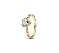 Heart 14k Gold-Plated Ring with Clear Cubic Zirconia