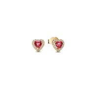 Heart 14k Gold-Plated Stud Earring with Cherries Jubilee Red Crystal and Clear Cubic Zirconia
