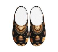 Heart Acorn - Pantuflas de franela para hombre, diseño de hojas vintage, antideslizantes, cálidas, para interiores y exteriores, multicolor, X-Large