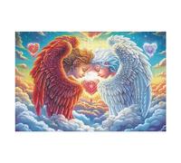 Heart Alas de ángel Puzzles 1000 Piezas Maquetas Educativas 3D Flora Symbol Radiance Rompecabezas para Familia Construir DIY Aliviar Estrés Decoración Hogar 1000 PCS