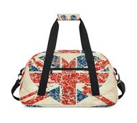 Heart Art - Bolsa de lona con la bandera del Reino Unido para mujeres, hombres, niños y niñas, bolsa de viaje para fin de semana, bolsa de viaje de 24 L, bolsa de deporte para gimnasio, bolsa de