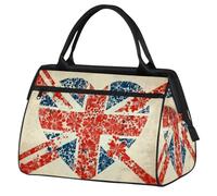 Heart Art - Bolsa de viaje con la bandera del Reino Unido para mujeres, hombres, niños y niñas, bolsa de fin de semana, bolsa de viaje de 24 L para deportes, gimnasio, yoga, color, Big, Organizador de