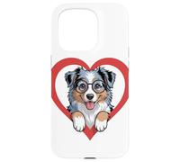 Heart Australian Shepherd Glasses Aussie Dog Carcasa para iPhone 15 Pro
