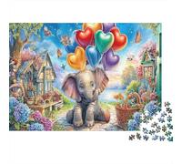 Heart Balloons Elefante Rompecabezas 1000 Piezas Fantasía Heartland Balloon Art Print Estéticos Y Desafiantes De Desafío Duro Imposible Regalo Para Familiares/Parejas Decoración Del Hogar Para Adultos