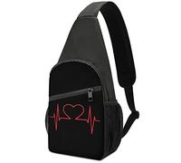 Heart Beat Love Sling Bag Crossbody Hombro Viaje Pecho Mochila Senderismo Mochila para Deportes Compras Trabajo