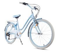 Heart Bike Bicicleta para niña 20 pulgadas, Silver Moon Azul claro, bicicleta infantil de 8 a 12 años con 7 velocidades, portaequipajes, guardabarros metálicos, freno en V, protector de cadena