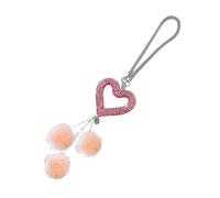 Heart Car Decor - Love with Plush Ball | Bling Hangable Ornament for Girls Women Vehicle Automotive