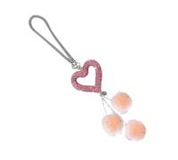 Heart Car Ornament - Love Pendant for Vehicle Interior Decor for Women Girls Teens Travel Home Office | Plush Ball with Rhinestone Bling Accents, Soft Hanging Charm Keychain, Car Rearview Mirror