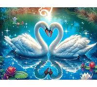 Heart Cisne Rompecabezas 500 Piezas Cartón Grueso para Mayores Colorful Fantasy Vida Silvestre Noches Juegos Familiares Estimulación Mental Regalo San Valentín 500 PCS/52×38cm
