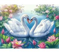Heart Cisne Rompecabezas 500 Piezas Cartón para Principiantes Colorful Fantasy Vida Silvestre Juego Familiar Ejercita La Mente Garantía Reposición Piezas 500 PCS/52×38cm