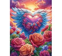 Heart con alas de ángel Puzzle 1000 Piezas Maquetas Construir 3D Detalladas Rompecabezas Educativo para Familia Aliviar Estrés Estera Portátil Moderno 1000 PCS