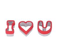 Heart Cookie Cutter Set, 3 PCS Love Heart Shape Cookie Cutters, Stainless Steel Biscuits Mold Valentine Day Cake Mould Vegetable Sandwich Biscuits Cutterss (Roja)