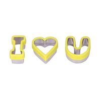 Heart Cookie Cutter Set, 3 PCS Love Heart Shape Cookie Cutters, Stainless Steel Biscuits Mold Valentine Day Cake Mould Vegetable Sandwich Biscuits Cutterss (Amarilla)