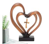 Heart Cross - Resina 24 cm, decoración para boda, diseño intertwined | Decorative Resin Statue, Religious Decor For Marriage, Easter, Party, Indoor, Living Room, Home, Table, Desktop, Shelf Display