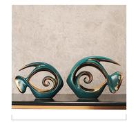 Heart Deco Ceramic Statue, Abstract Sculpture Deco, for Decoration Bedroom Table Decoration Office Apartment Sculptures and Statues,Fish Green