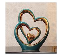 Heart Deco Ceramic Statue, Abstract Sculpture Deco, for Decoration Bedroom Table Decoration Office Apartment Sculptures and Statues,A Green