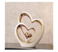 Heart Deco Ceramic Statue, Abstract Sculpture Deco, for Decoration Bedroom Table Decoration Office Apartment Sculptures and Statues,A White