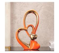 Heart Deco Ceramic Statue, Abstract Sculpture Deco, for Decoration Bedroom Table Decoration Office Apartment Sculptures and Statues,B Orange