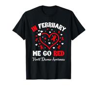Heart Disease Awareness Go Red in February Red Heart Camiseta