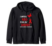 Heart Disease Awareness I Wear Red For My Daddy Ribbon Sudadera con Capucha
