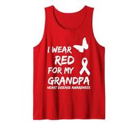 Heart Disease Awareness I Wear Red For My Grandpa Ribbon Camiseta sin Mangas