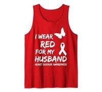 Heart Disease Awareness I Wear Red For My Husband Ribbon Camiseta sin Mangas
